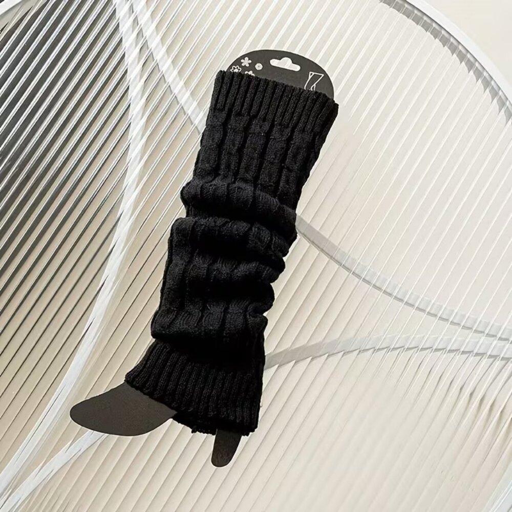 Leg Warmers Black Cable Knit NEW